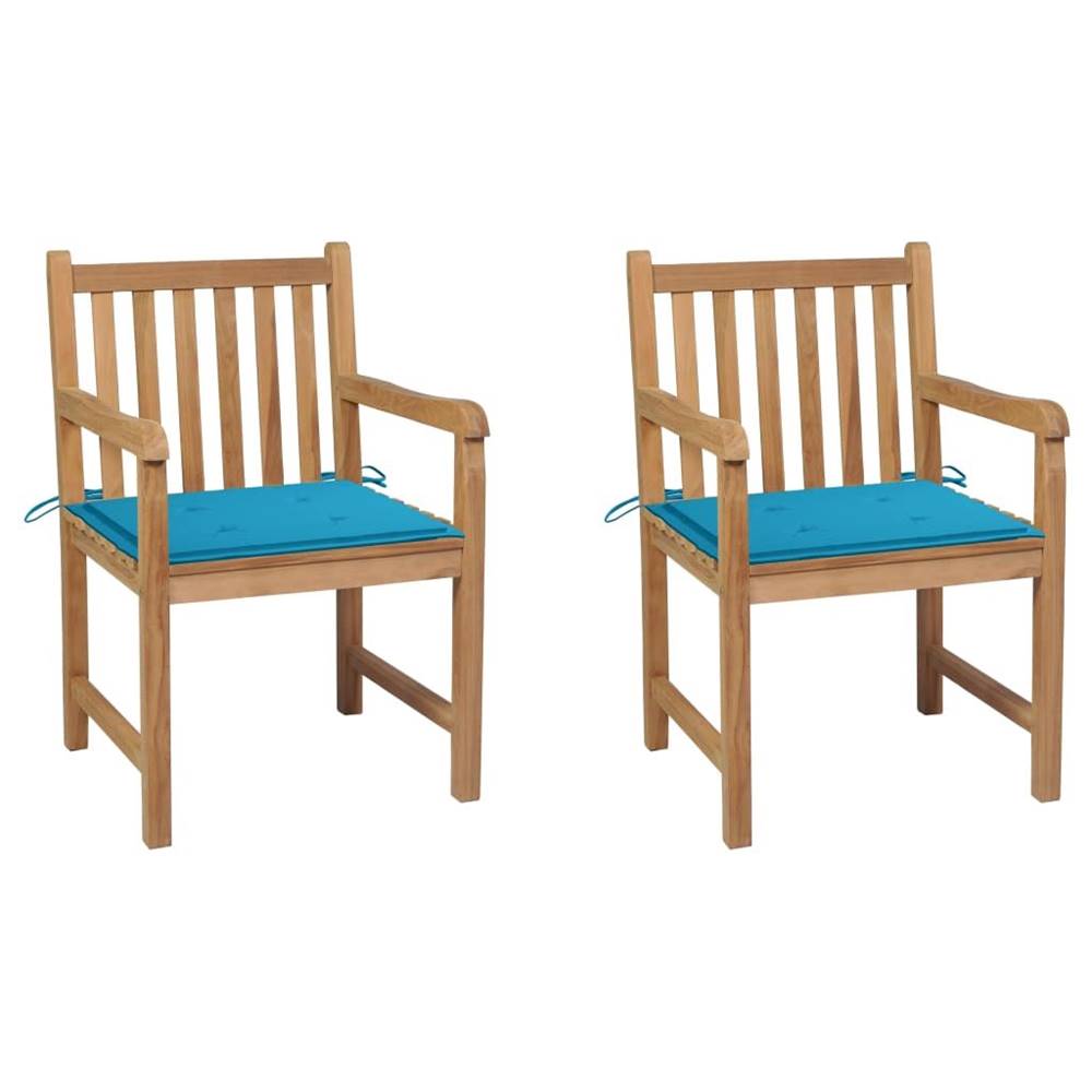 Vidaxl  Záhradné stoličky 2 ks modré podložky teakový masív značky Vidaxl