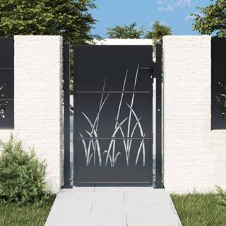 Petromila vidaXL Záhradná brána antracitová 105x155 cm oceľ dizajn trávy