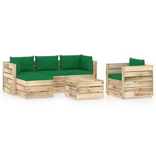 Vidaxl 6-dielna záhradná sedacia súprava s podložkami zelené impregnované drevo