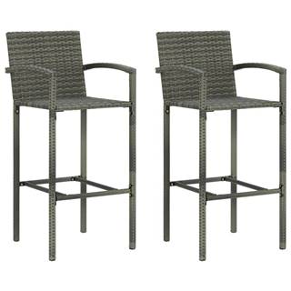 Vidaxl Barové stoličky 2 ks sivé polyratan