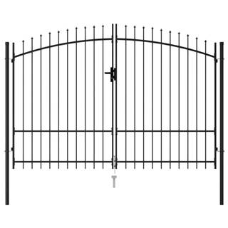 Vidaxl  Dvojkrídlová plotová brána s hrotmi,  oceľ 3x1, 75 m,  čierna značky Vidaxl