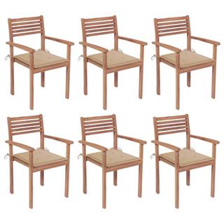 Vidaxl  Stohovateľné záhradné stoličky s podložkami 6 ks tíkový masív značky Vidaxl