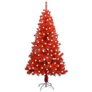Vidaxl Umelý vianočný stromček s LED a podstavcom červený 120 cm PVC