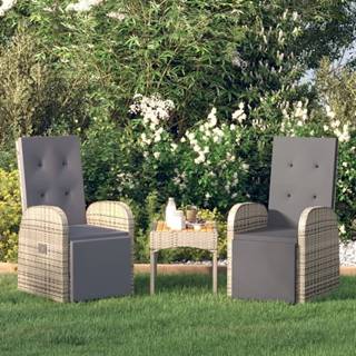 Vidaxl Záhradné sklápacie stoličky so sedákmi 2 ks sivé polyratan