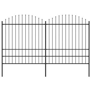 Vidaxl Záhradný plot s hrotmi,  oceľ (1, 75-2)x3, 4 m,  čierny