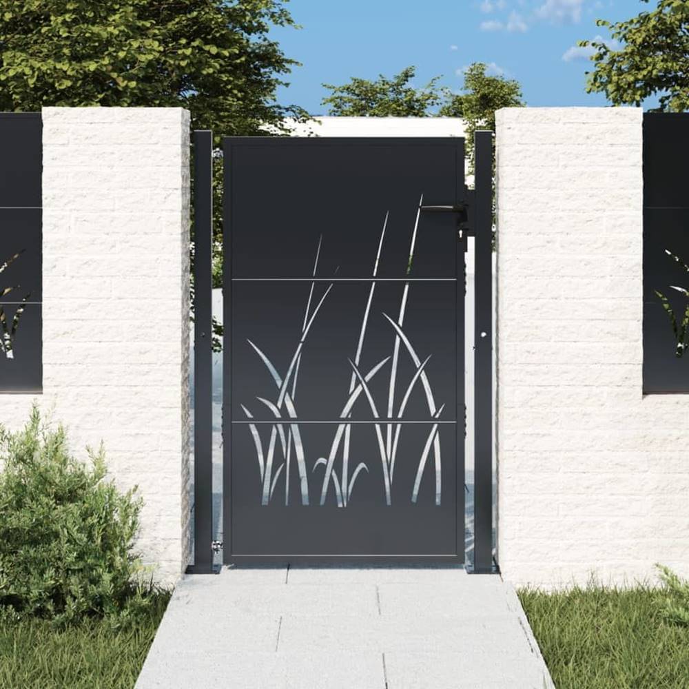 Petromila   Záhradná brána antracitová 105x155 cm oceľ dizajn trávy značky Petromila