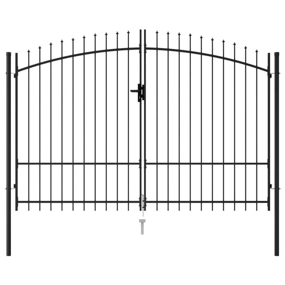 Vidaxl  Dvojkrídlová plotová brána s hrotmi,  oceľ 3x1, 75 m,  čierna značky Vidaxl