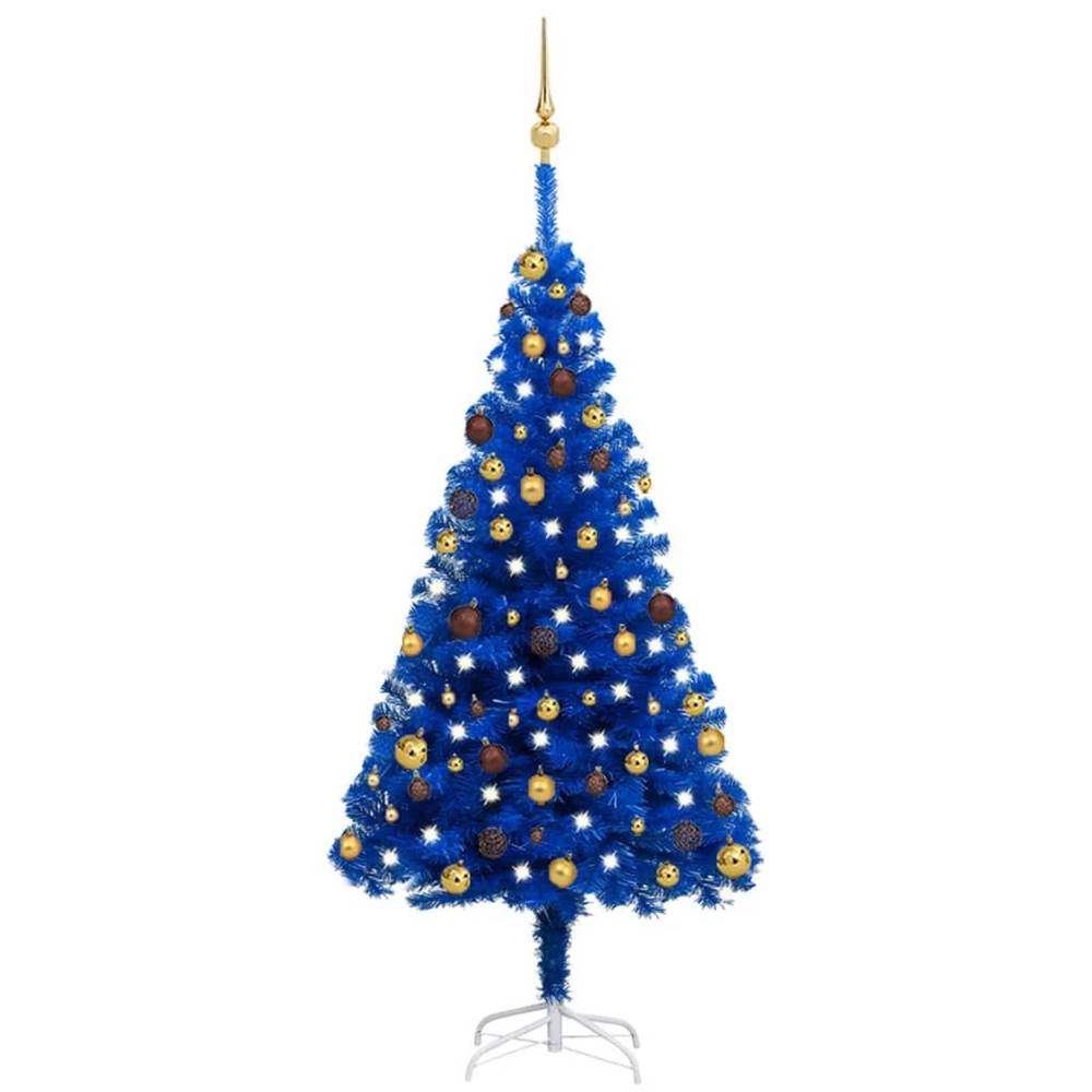 Vidaxl  Umelý vianočný stromček s LED a súpravou gulí modrý 150 cm PVC značky Vidaxl