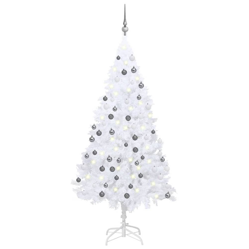 Vidaxl  Umelý vianočný stromček s LED so súpravou gulí biely 150 cm PVC značky Vidaxl