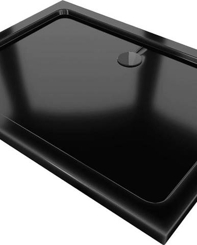 Mexen Flat,  akrylátová sprchová vanička 90x80x5 cm SLIM,  čierna,  čierny sifón,  40708090B