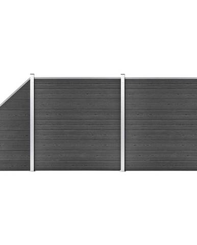 Vidaxl Sada plotových panelov WPC 446x(105-186) cm čierna