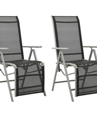 Vidaxl Sklápacie záhradné stoličky 2 ks hliník a textilén strieborné