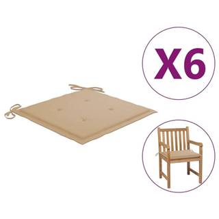 Vidaxl Podložky na záhradné stoličky 6 ks,  béžové 50x50x3 cm