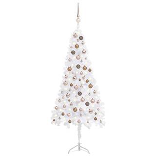 Vidaxl  Rohový umelý vianočný stromček s LED a guľami biely 150 cm PVC značky Vidaxl