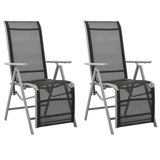 Vidaxl Sklápacie záhradné stoličky 2 ks hliník a textilén strieborné