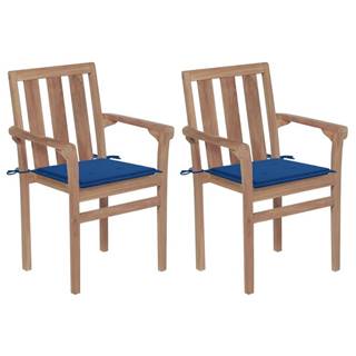 Vidaxl  Záhradné stoličky 2 ks kráľovsky modré podložky teakový masív značky Vidaxl