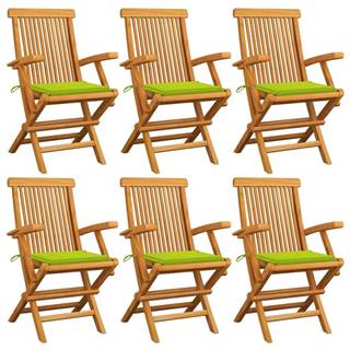Vidaxl  Záhradné stoličky,  jasnozelené podložky 6 ks,  tíkový masív značky Vidaxl