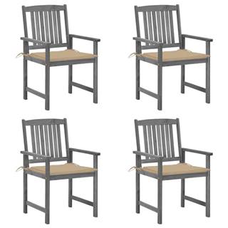 Vidaxl Záhradné stoličky s podložkami 4 ks,  sivé,  akáciový masív