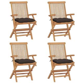 Vidaxl  Záhradné stoličky so sivohnedými podložkami 4 ks tíkový masív značky Vidaxl