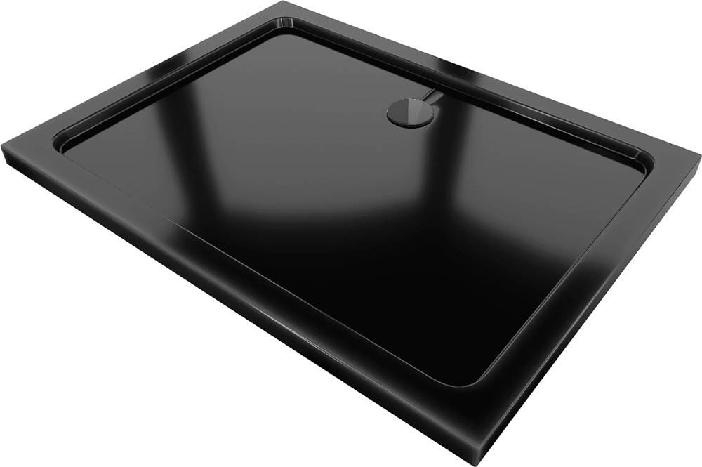 Mexen  Flat,  akrylátová sprchová vanička 90x80x5 cm SLIM,  čierna,  čierny sifón,  40708090B značky Mexen