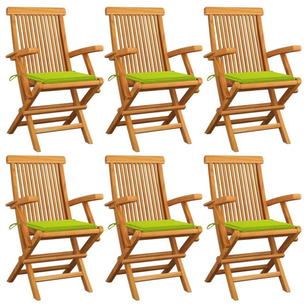 Vidaxl  Záhradné stoličky,  jasnozelené podložky 6 ks,  tíkový masív značky Vidaxl