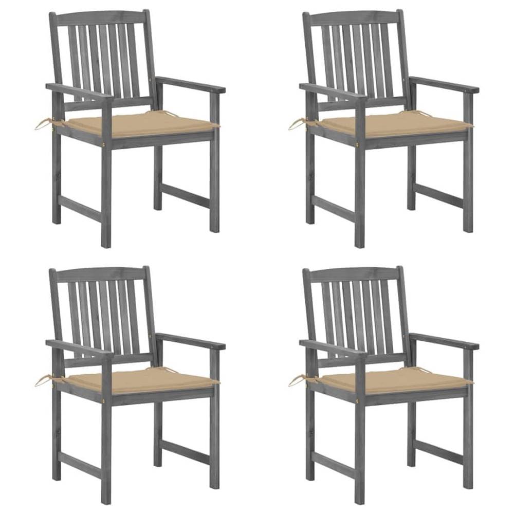 Vidaxl  Záhradné stoličky s podložkami 4 ks,  sivé,  akáciový masív značky Vidaxl