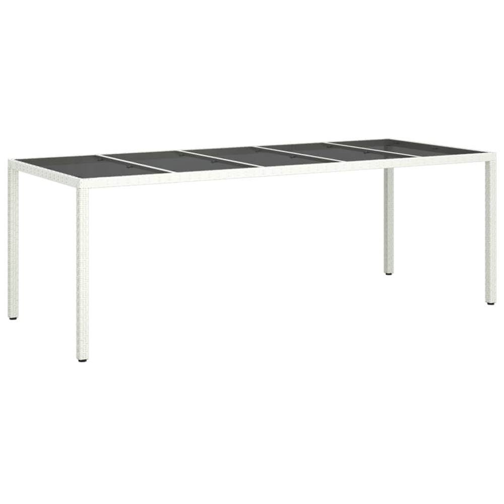 Vidaxl  Záhradný stôl biely 250x100x75 cm polyratan a tvrdené sklo značky Vidaxl