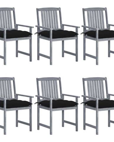 Vidaxl Záhradné stoličky s podložkami 6 ks akáciový masív sivé