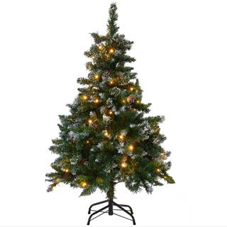 Beliani Zasnežený umelý vianočný stromček so svetielkami 120 cm zelený PALOMAR