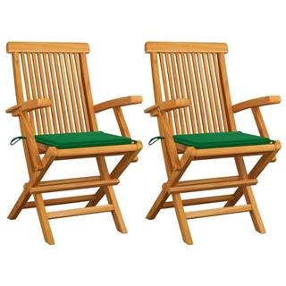 Petromila vidaXL Záhradné stoličky,  zelené podložky 2 ks,  tíkový masív