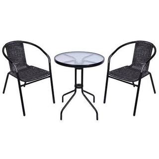 ST LEISURE EQUIPMENT  Set balkónový ALESIA,  čierny/antracit,  stôl 70x60 cm,  2x stolička 52x55x73 cm,  oceľ značky ST LEISURE EQUIPMENT