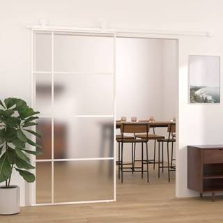 Vidaxl Posuvné dvere nepriehľadné ESG sklo a hliník 102, 5x205 cm biele