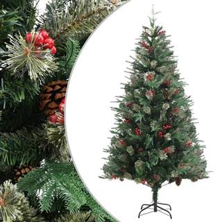 Vidaxl Vianočný stromček s borovicovými šiškami zelený 195 cm PVC a PE