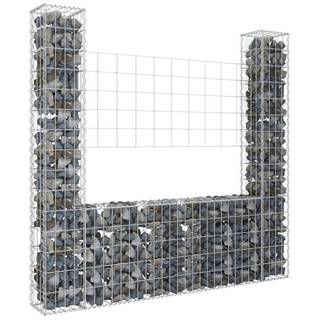 Vidaxl Železný gabiónový kôš v tvare U s 2 stĺpmi 140x20x150 cm