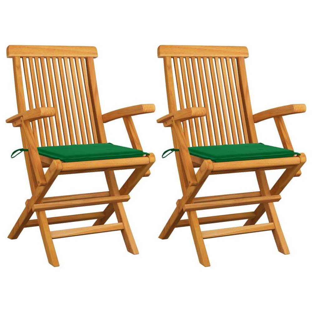 Petromila   Záhradné stoličky,  zelené podložky 2 ks,  tíkový masív značky Petromila