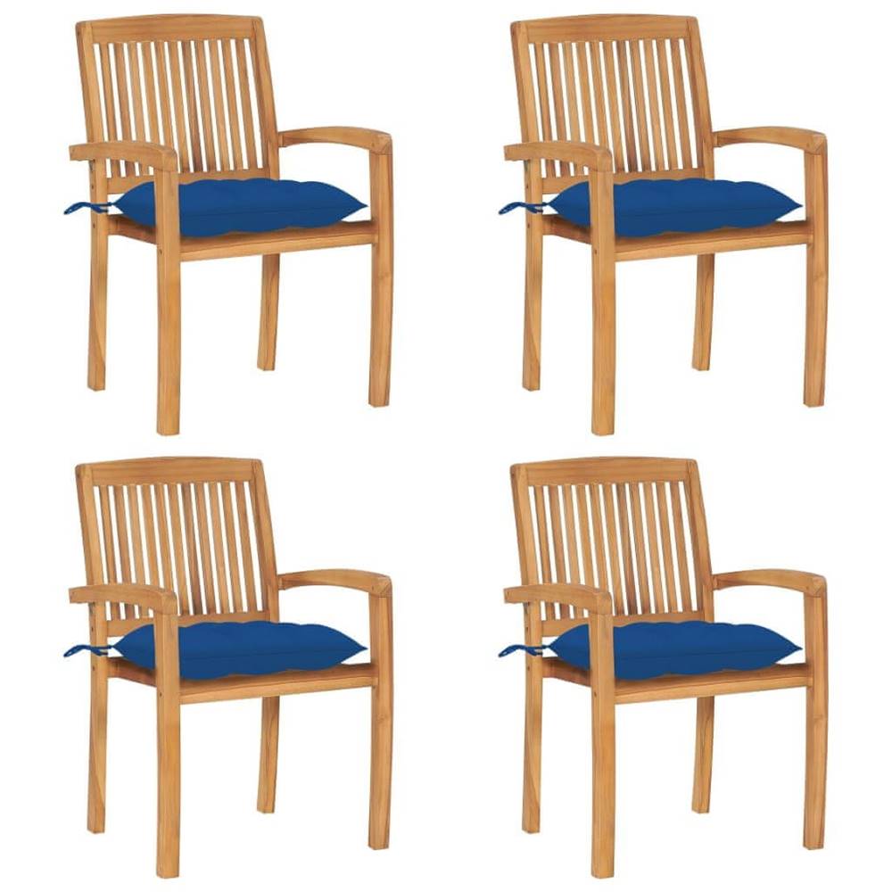 Vidaxl  Stohovateľné záhradné stoličky s podložkami 4 ks tíkový masív značky Vidaxl