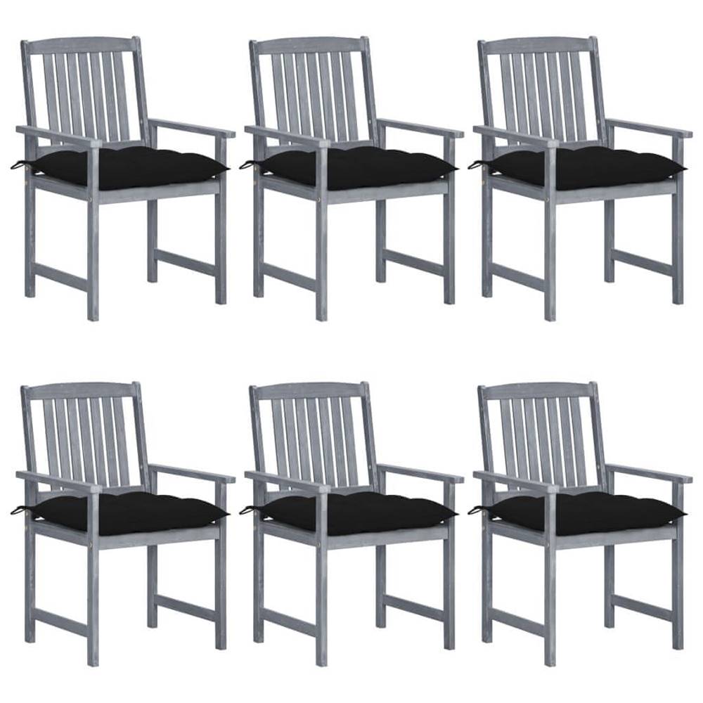 Vidaxl  Záhradné stoličky s podložkami 6 ks akáciový masív sivé značky Vidaxl