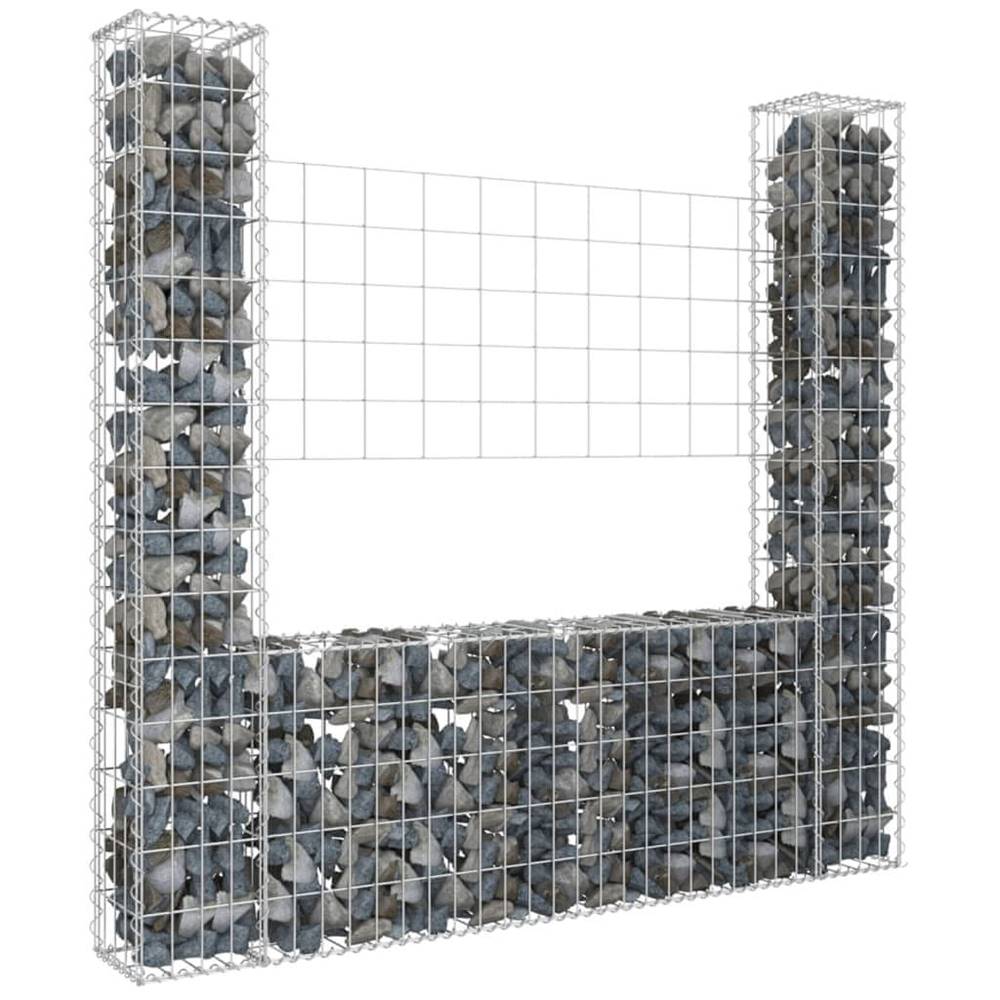 Vidaxl  Železný gabiónový kôš v tvare U s 2 stĺpmi 140x20x150 cm značky Vidaxl