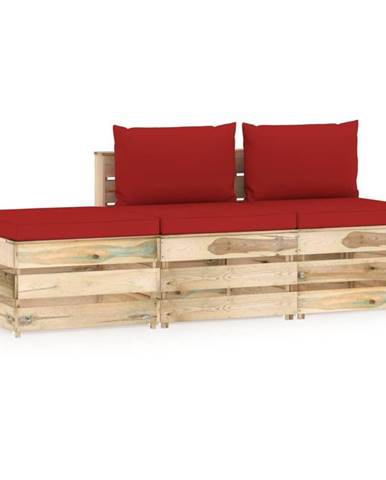 Petromila vidaXL 3-dielna záhradná sedacia súprava s podložkami zelené impregnované drevo