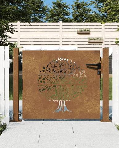 Petromila vidaXL Záhradná brána 105x105 cm kortenová oceľ dizajn stromu