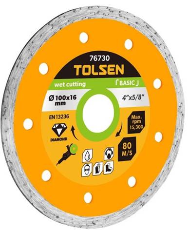 Tolsen Tools Diamantový rezný kotúč na rezanie za mokra 115x22.2 mm,  TOLSEN