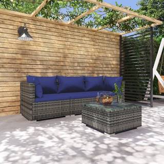 Vidaxl 4-dielna záhradná sedacia súprava s vankúšmi polyratan hnedá
