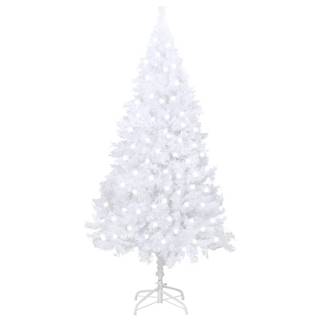 Vidaxl Umelý vianočný stromček s LED a hustými vetvičkami biely 120cm