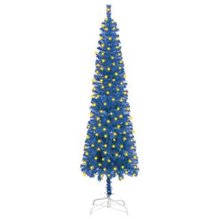 Vidaxl Úzky vianočný stromček s LED modrý 180 cm