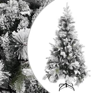 Vidaxl Vianočný stromček s vločkami a šiškami 225 cm PVC a PE