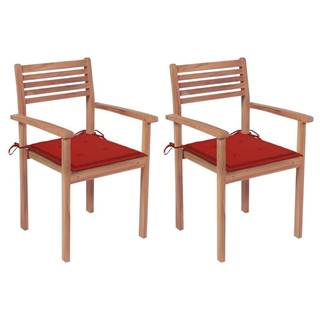 Vidaxl  Záhradné stoličky 2 ks červené podložky teakový masív značky Vidaxl