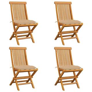 Vidaxl Záhradné stoličky s béžovými podložkami 4 ks tíkový masív