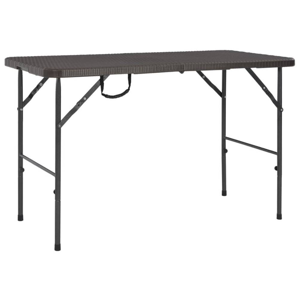 Vidaxl  Skladací záhradný stôl, hnedý 120x60x74cm,  HDPE,  ratanový vzhľad značky Vidaxl