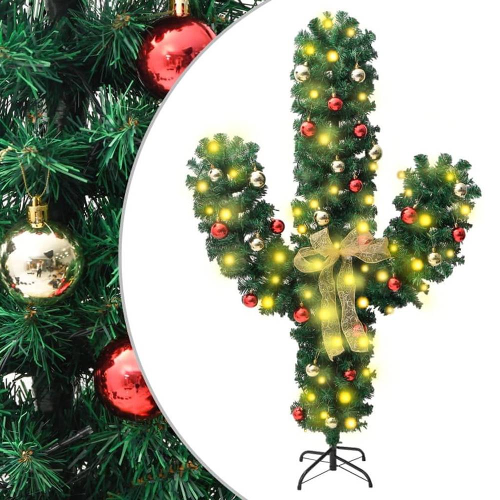Vidaxl  Vianočný kaktus s podstavcom a LED zelený 180 cm PVC značky Vidaxl