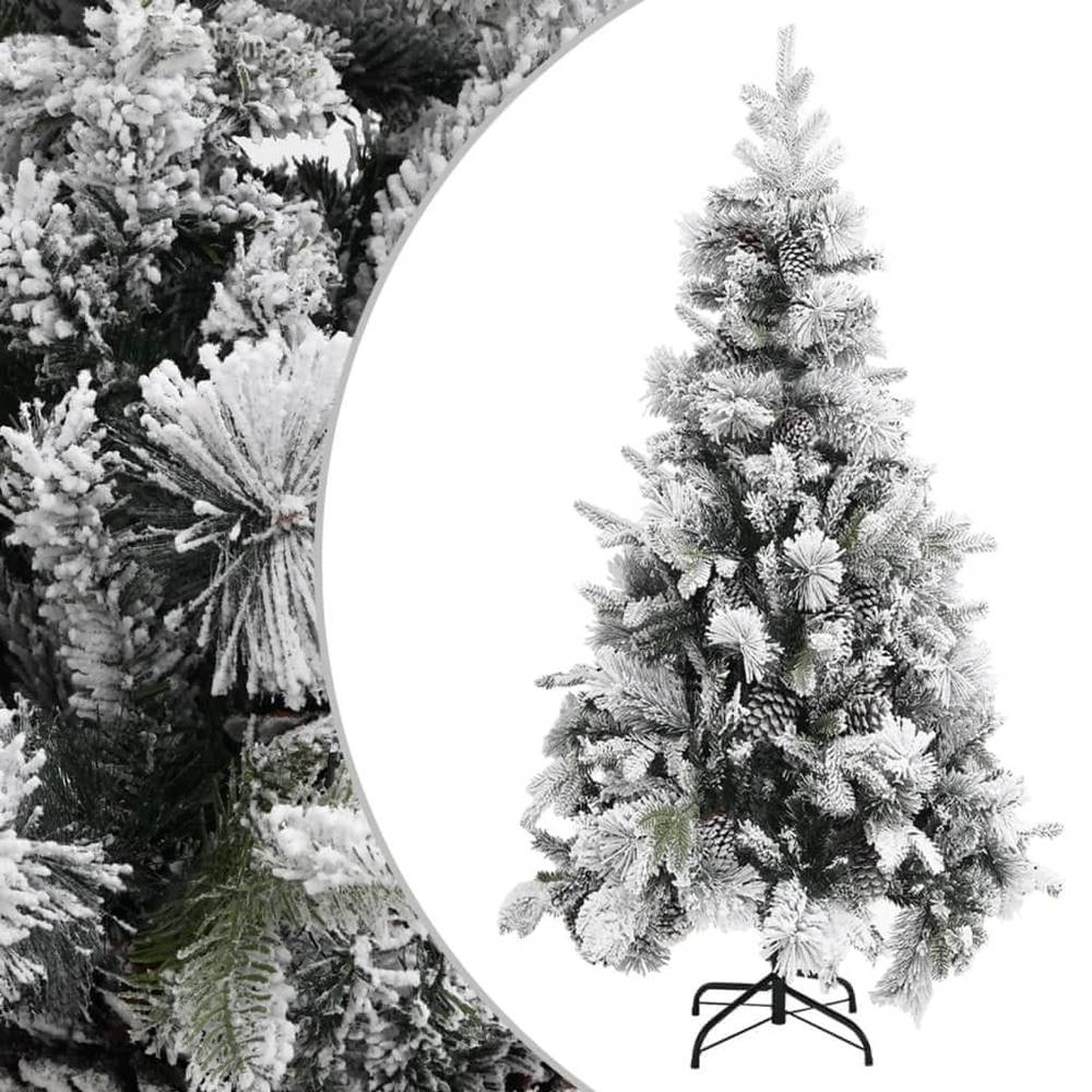 Vidaxl  Vianočný stromček s vločkami a šiškami 225 cm PVC a PE značky Vidaxl